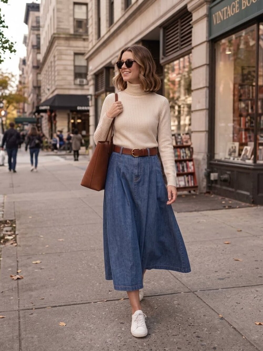 Vintage Ruff Hewn Denim Maxi Skirt | 100% Cotton Pleated A-Line (Size 14)